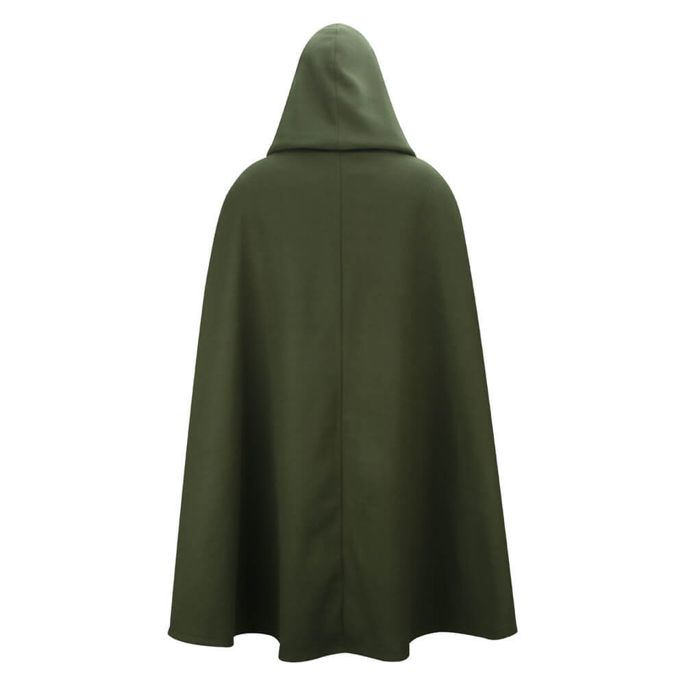 Renaissance Hooded Cape Witch Cloak Medieval Hobbit Halloween Olive Costume