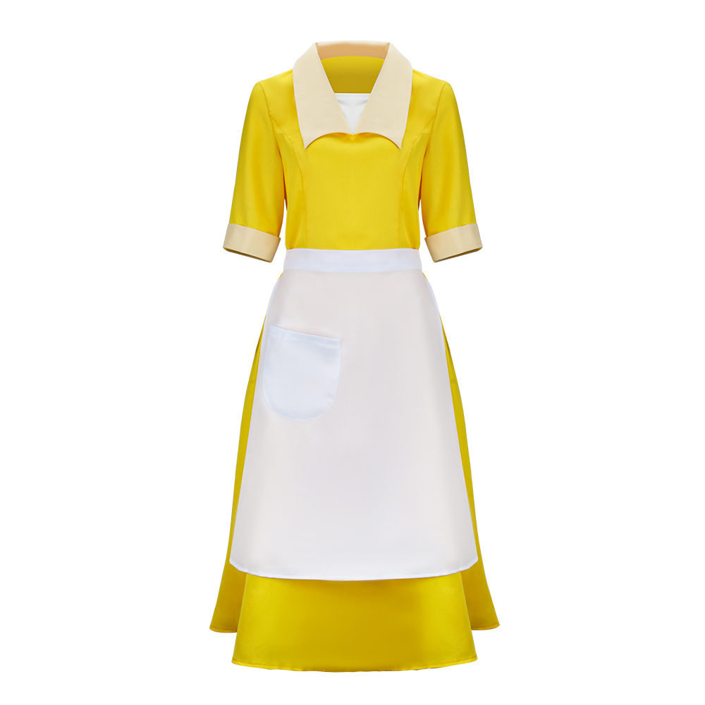 Yellow Maiden Dress Princess Tiana Housemaid Cosplay Costume In Stock-Takerlama