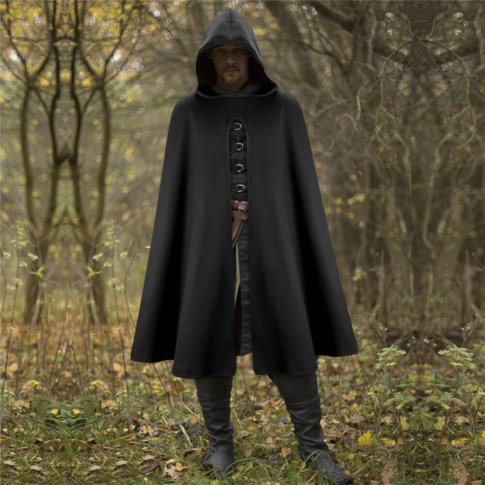 Black Hobbit Costume Renaissance Hooded Cape Witch Cloak Medieval Halloween Costume In Stock Takerlama