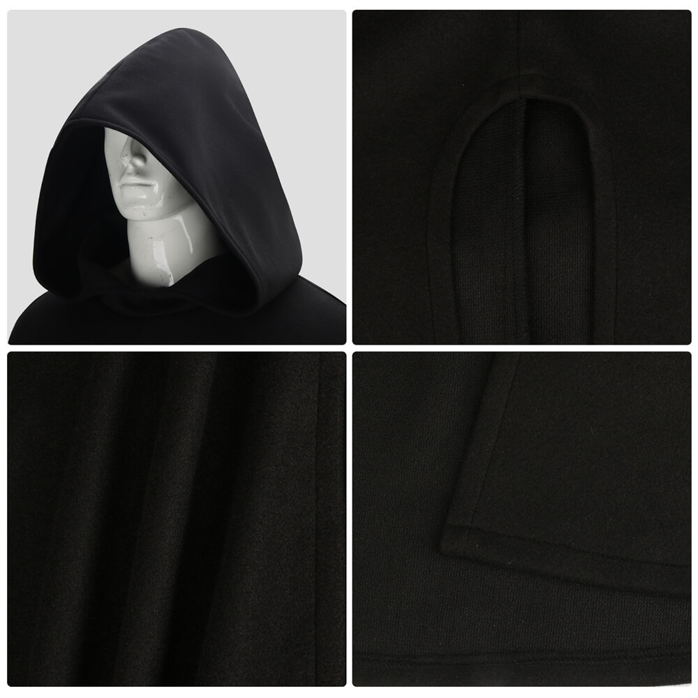 Black Hobbit Costume Renaissance Hooded Cape Witch Cloak Medieval Halloween Costume In Stock Takerlama