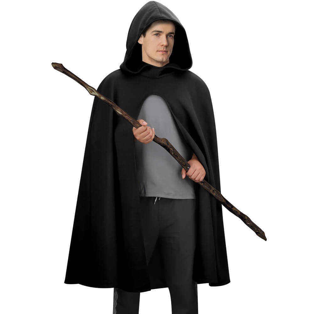 Black Hobbit Costume Renaissance Hooded Cape Witch Cloak Medieval Halloween Costume In Stock Takerlama