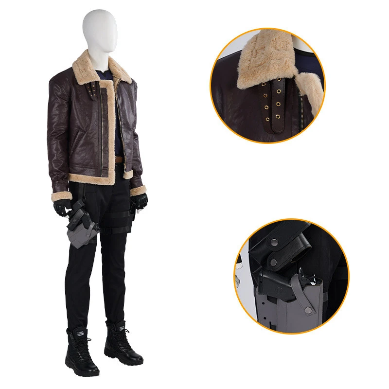 Leon Scott Kennedy Cosplay Costume Resident Evil 4 Jacket In Stock Takerlama