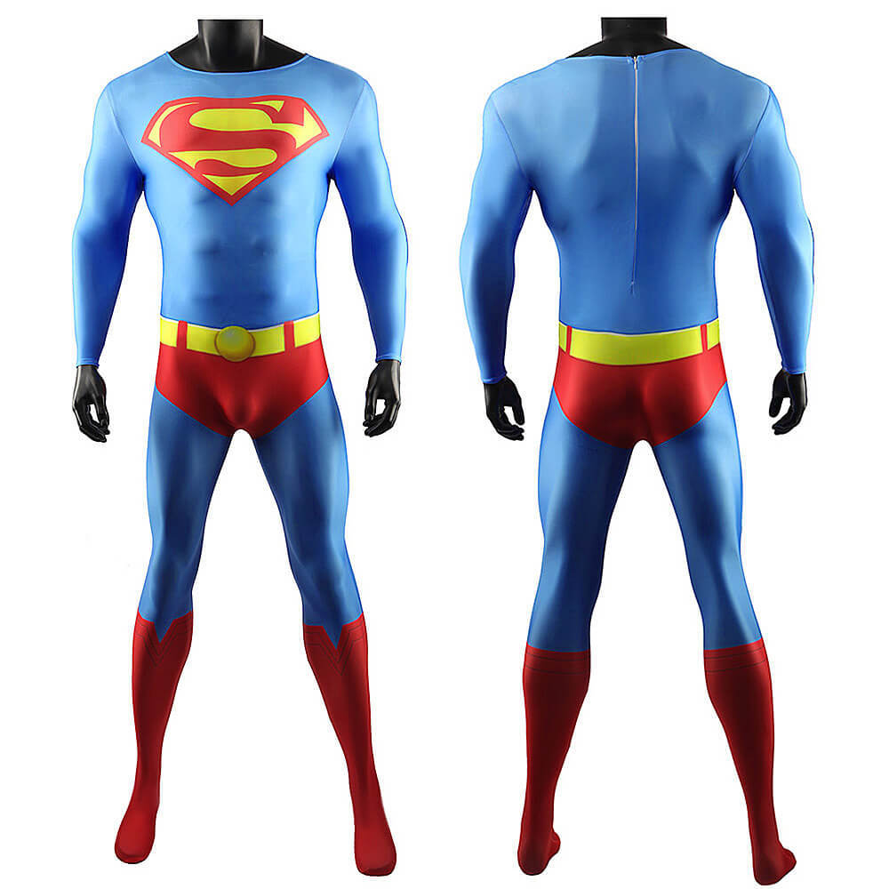 Superman 1978 Cosplay Costume Superhero Clark Kent  Jumpsuit Cloak