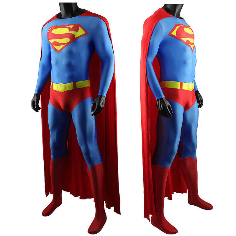 Superman 1978 Cosplay Costume Superhero Clark Kent  Jumpsuit Cloak