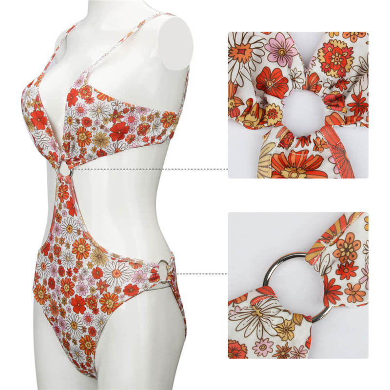 Daisy Jones & The Six Karen Sirko Floral Swimsuit Cosplay Monokini Summer Print Bikini