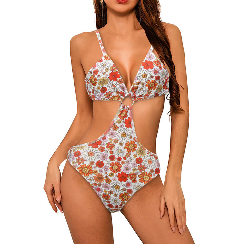 Daisy Jones & The Six Karen Sirko Floral Swimsuit Cosplay Monokini Summer Print Bikini