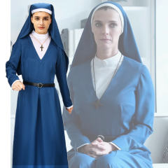 Mrs. Davis Nun Simone Blue Costume Betty Gilpin TV Series Outfits