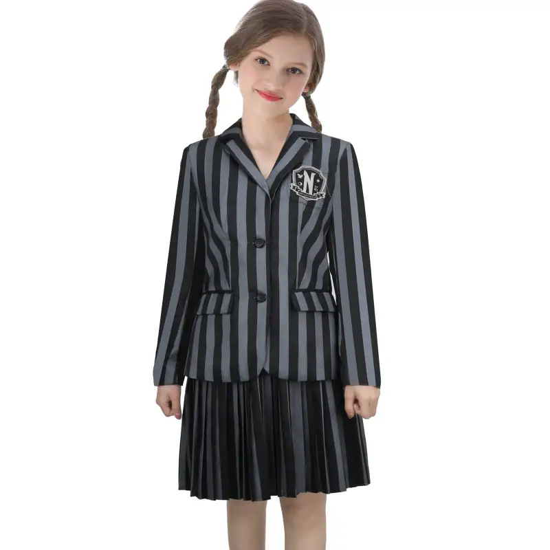 Girls Wednesday Nevermore Academy Black School Uniform The Addams Family Girl Cosplay Costume