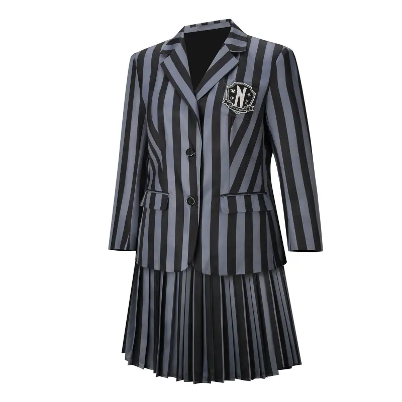 Girls Wednesday Nevermore Academy Black School Uniform The Addams Family Girl Cosplay Costume