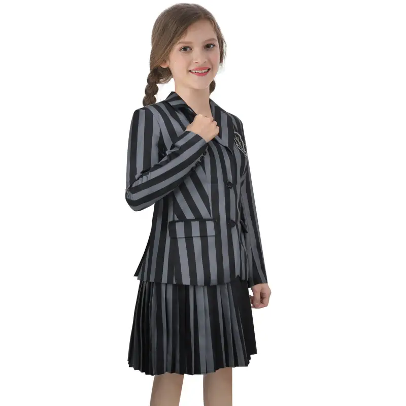 Girls Wednesday Nevermore Academy Black School Uniform The Addams Family Girl Cosplay Costume