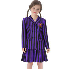 Kids Nevermore Academy Purple School Uniform The Addams Family Wednesday Girl Cosplay Costume 110 ready to ship