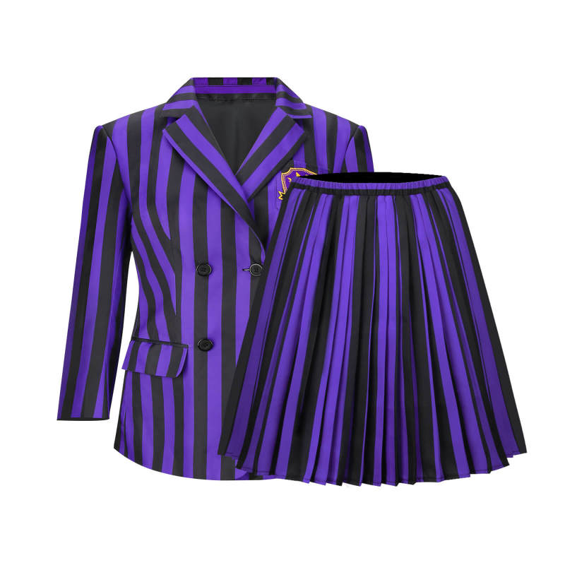 Kids Nevermore Academy Purple School Uniform The Addams Family Wednesday Girl Cosplay Costume 110 ready to ship