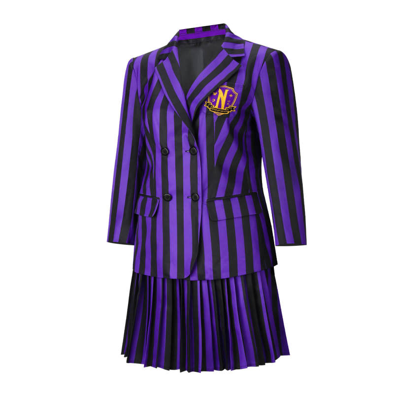 Kids Nevermore Academy Purple School Uniform The Addams Family Wednesday Girl Cosplay Costume 110 ready to ship