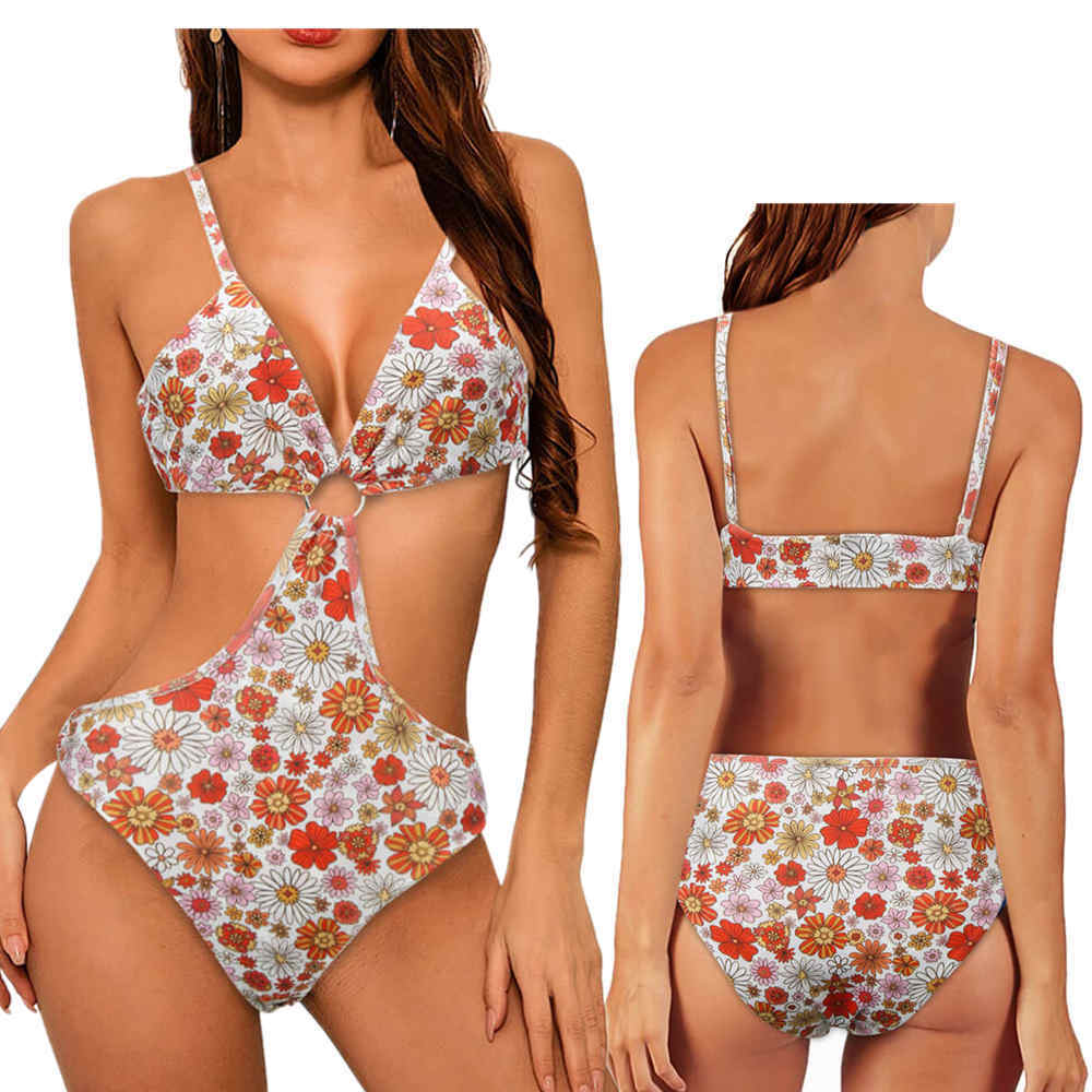 Daisy Jones & The Six Karen Sirko Floral Swimsuit Cosplay Monokini Summer Print Bikini