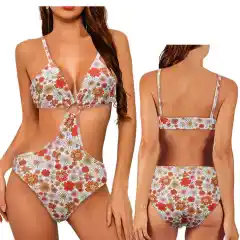 Daisy Jones & The Six Karen Sirko Floral Swimsuit Cosplay Monokini Summer Print Bikini