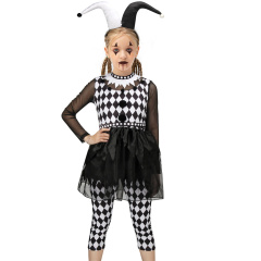 Girls Punky Rocker Costume Clown Jester Steam Punk Party Dress Child