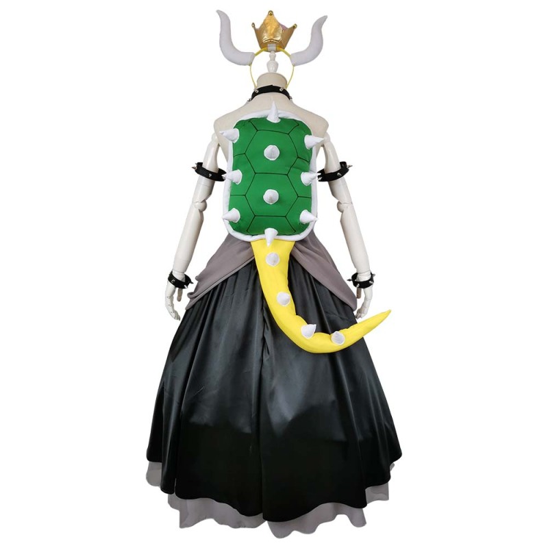 Deluxe Black Bowsette Dress Super Mario Koopa-hime Princess Bowser Cosplay Costume