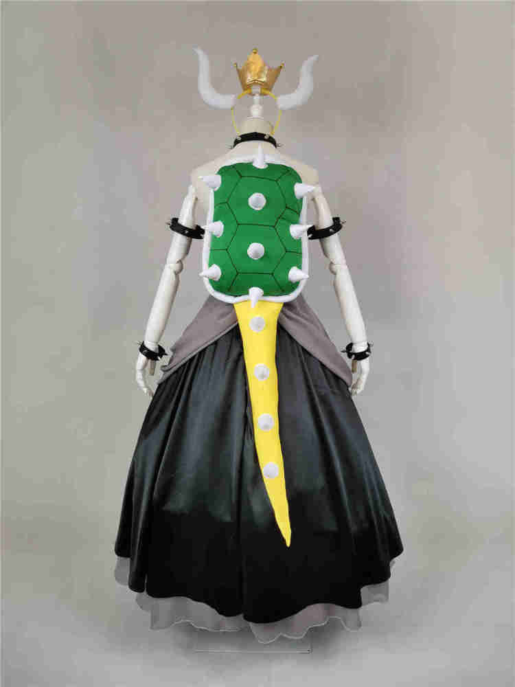 Deluxe Black Bowsette Dress Super Mario Koopa-hime Princess Bowser Cosplay Costume