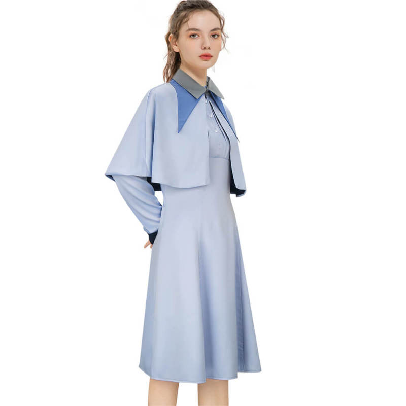 Harry Potter Fleur Delacour Cosplay Costume Beauxbatons Academy of Magic Uniform Women Blue Dress (In Stock) Takerlama