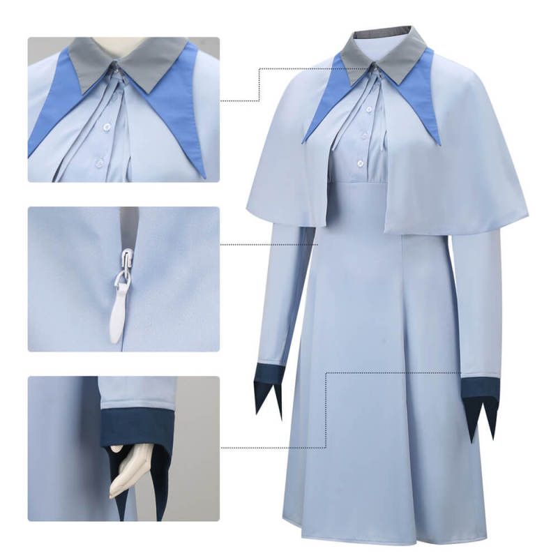 Harry Potter Fleur Delacour Cosplay Costume Beauxbatons Academy of Magic Uniform Women Blue Dress (In Stock) Takerlama