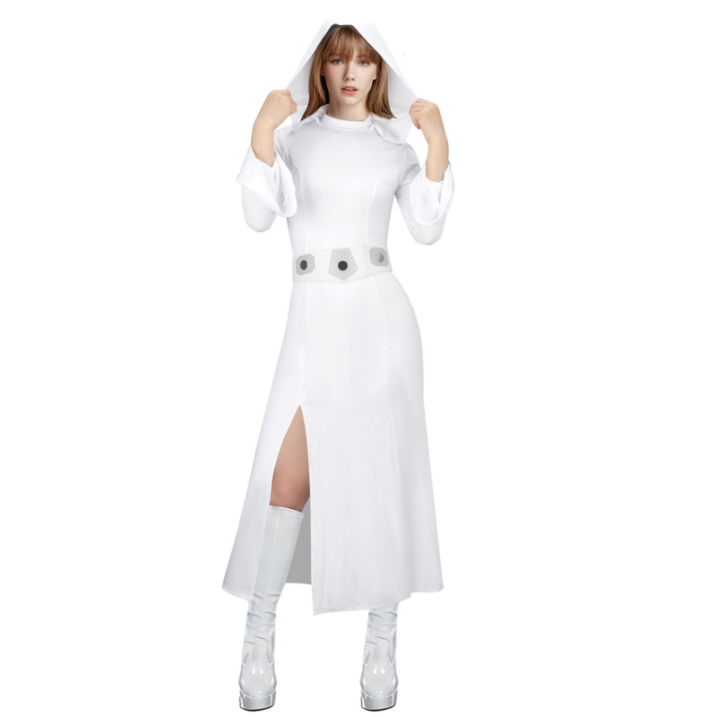 Princess Leia White Dress Star Wars A New Hope Cosplay Costume With Hood Adult In Stock Takerlama