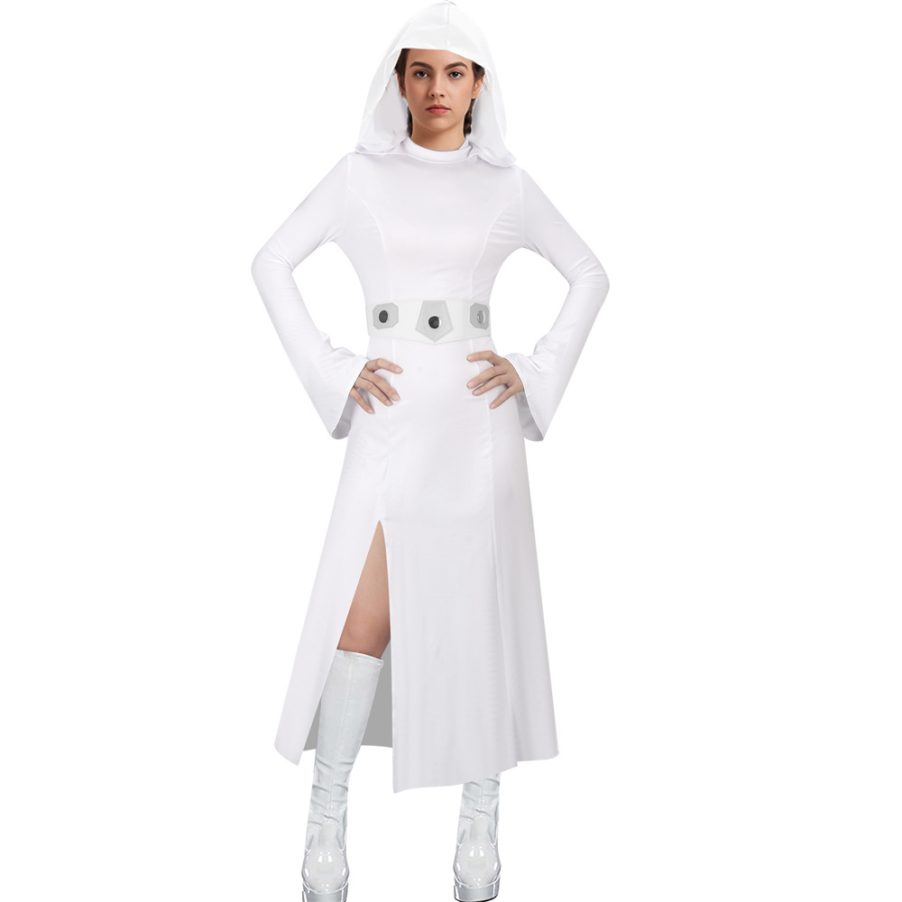 Princess Leia White Dress Star Wars A New Hope Cosplay Costume With Hood Adult In Stock Takerlama
