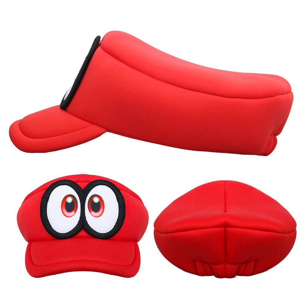 Super Mario Odyssey Cappy Hat Moustache Men s Red Mario Cosplay Costume Accessory Takerlama