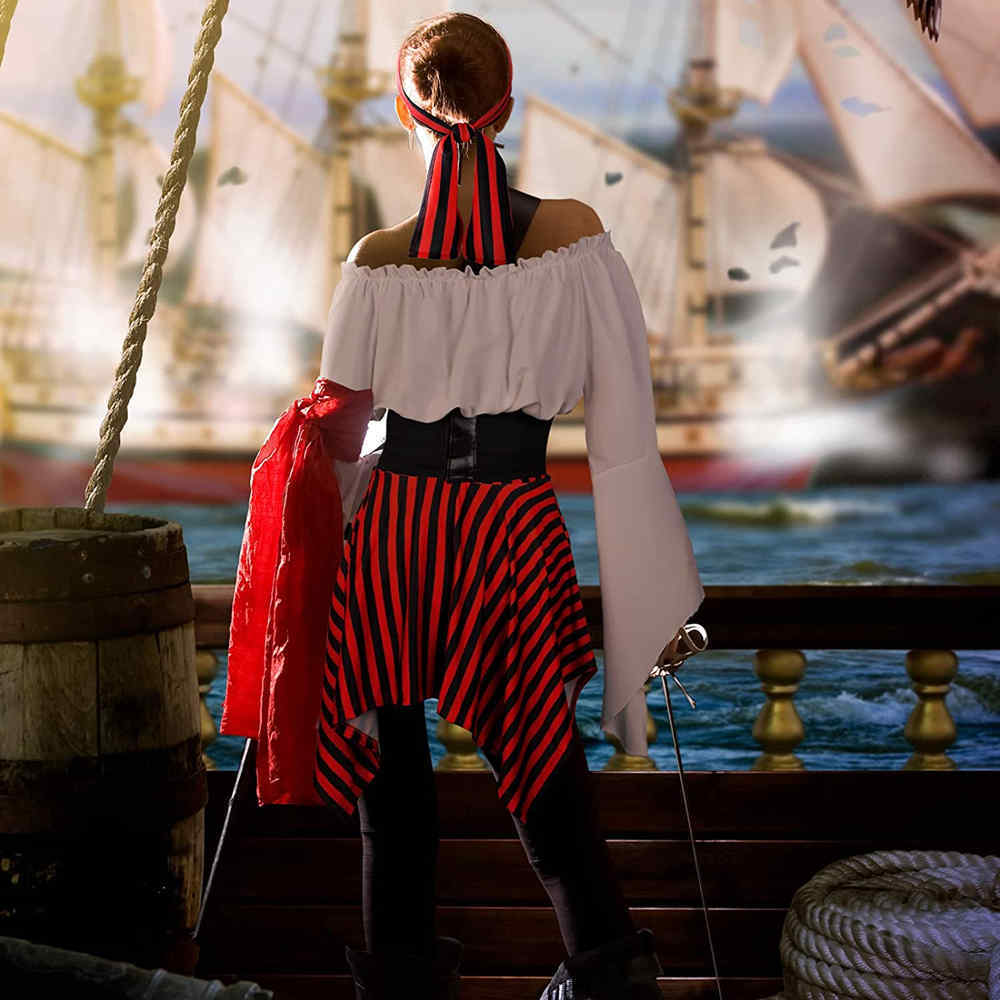 Women's Renaissance Pirate Halloween Costume Retro Style  In Stock-Takerlama