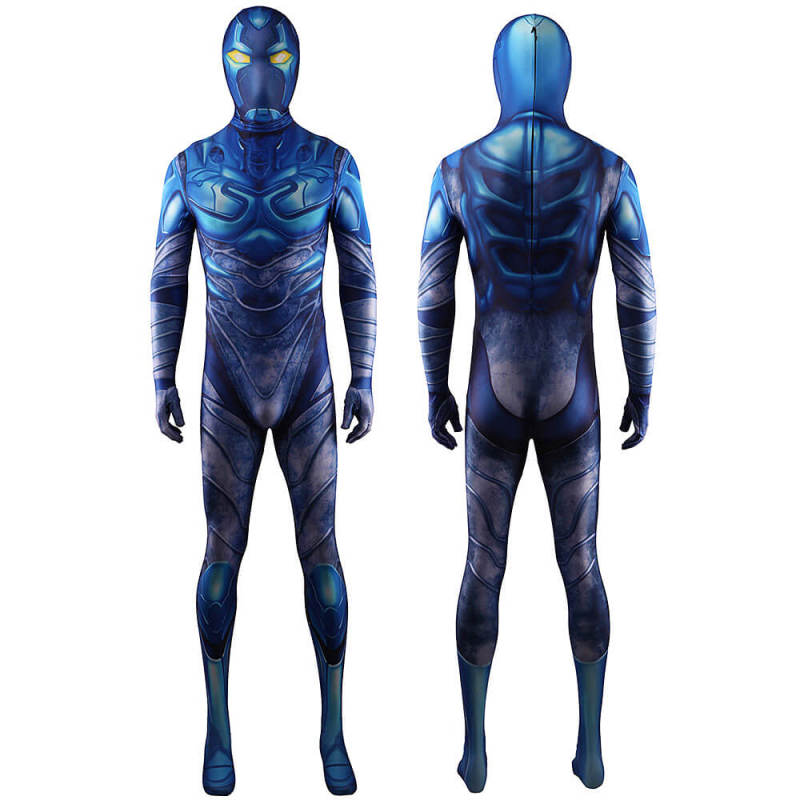 2023 Blue Beetle Cosplay Costume Superhero Jaime Reyes Bodysuit Mask