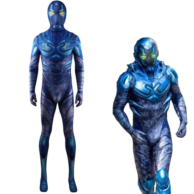 2023 Blue Beetle Cosplay Costume Superhero Jaime Reyes Bodysuit Mask