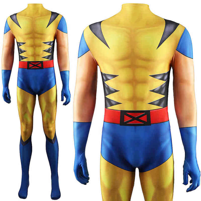 Classic Yellow Wolverine Men's Costume Marvel Comic Logan Weapon X Jumpsuit