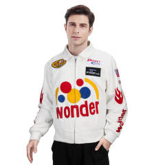 Ricky Bobby White Racing Jacket  Wonder Nascar Motorcycle Cosplay Costume- Talladega Nights The Ballad of Ricky Bobby XXL In Stock-Takerlama