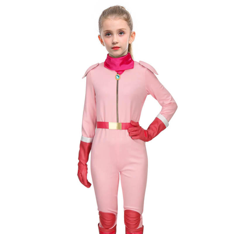 Child Princess Peach Jumpsuit The Super Mario Bros. Movie Pink Cosplay Costume BikeSuit Racing Outfits In Stock-Takerlama