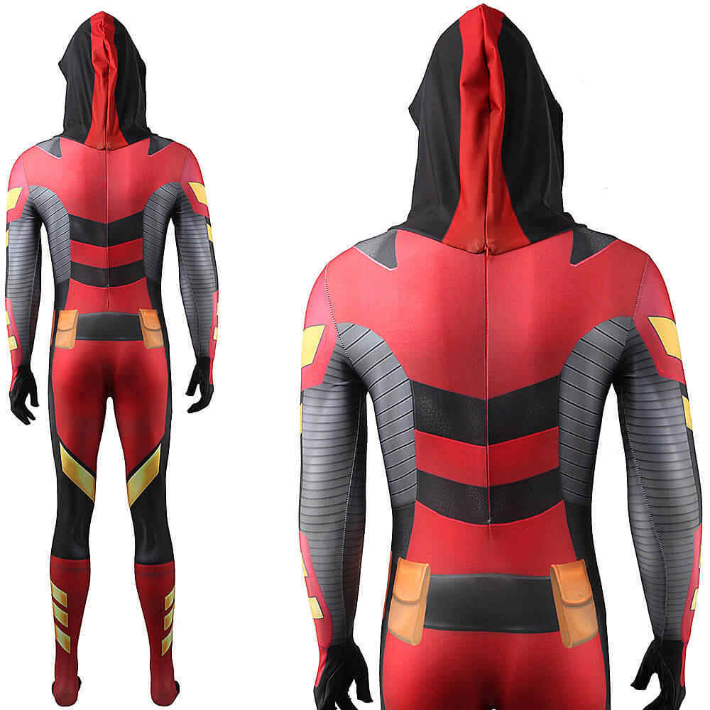 Red Arrow Arsenal Halloween Costume DC Superhero Roy Harper Cosplay Bodysuit
