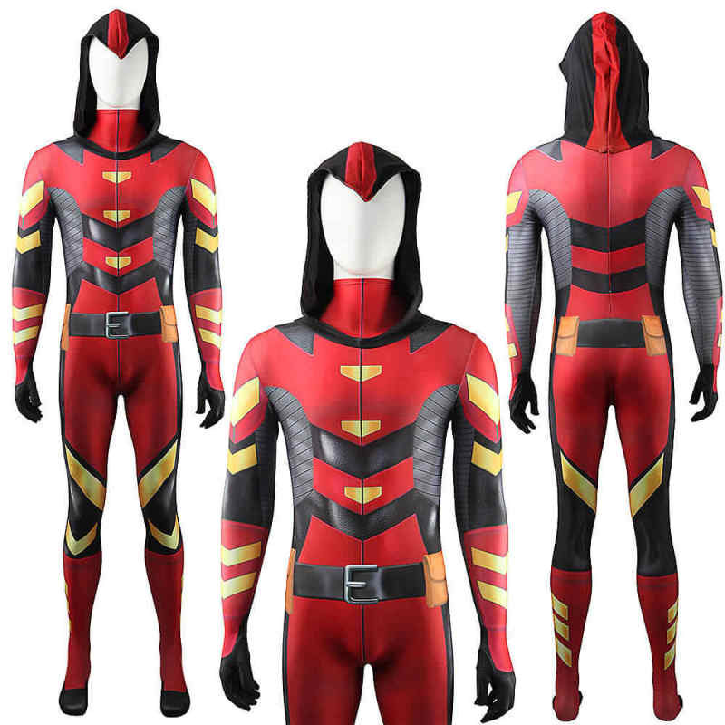 Red Arrow Arsenal Halloween Costume DC Superhero Roy Harper Cosplay Bodysuit