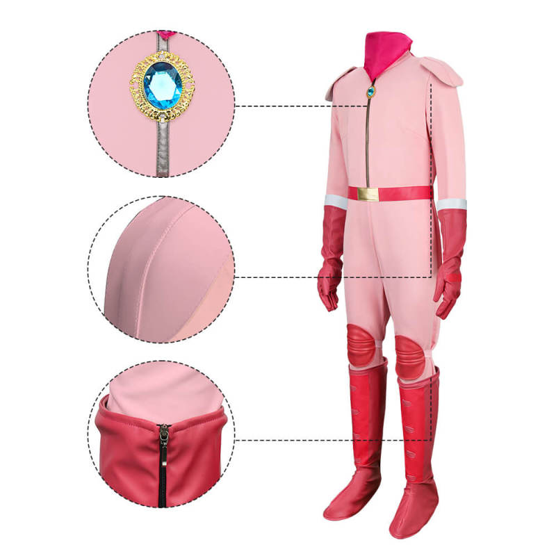 Child Princess Peach Jumpsuit The Super Mario Bros. Movie Pink Cosplay Costume BikeSuit Racing Outfits In Stock-Takerlama