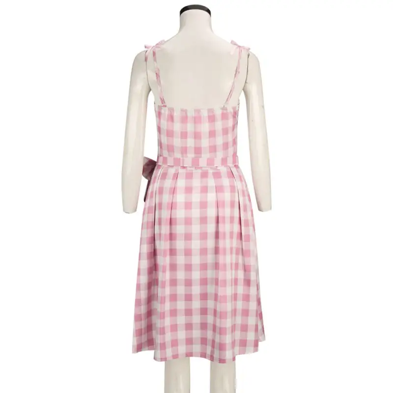 2023 Barbie Movie Margot Robbie Adult Women Costume Gingham Dress Suit