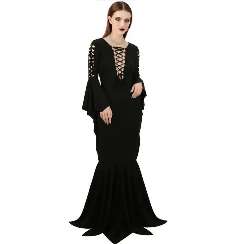 Morticia Addams Gothic Maxi Dress Wednesday 2023 The Addams Family Witch Vintage Cosplay Costume