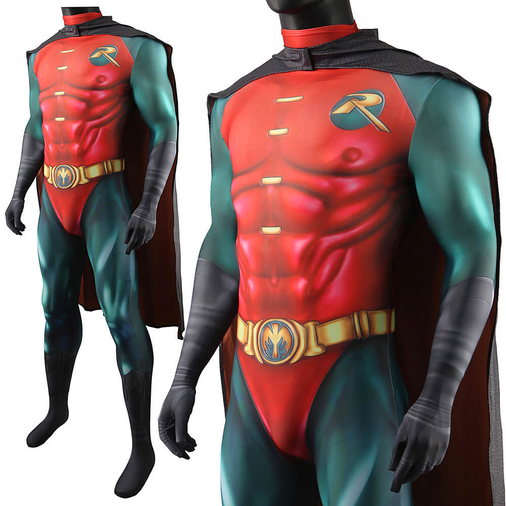 Takerlama Batman Forever Robin Cosplay Costume Jumpsuit With Cloak