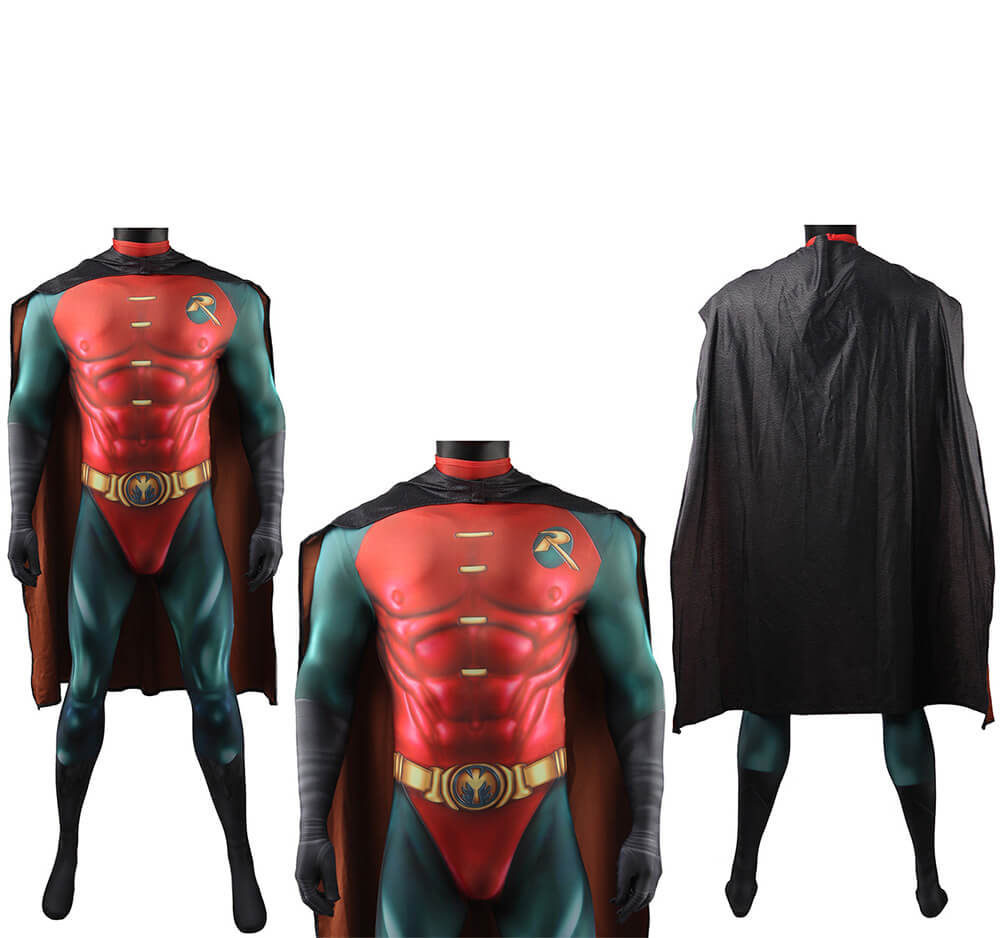 Takerlama Batman Forever Robin Cosplay Costume Jumpsuit With Cloak