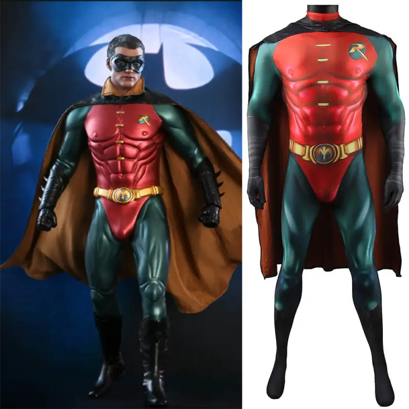 Batman Forever Robin Cosplay Costume Jumpsuit With Cloak Takerlama