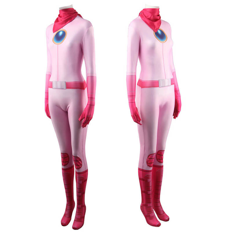 Princess Peach Motorcycle Pink Racing Costume Jumpsuit Scarf-The Super Mario Bros. Movie