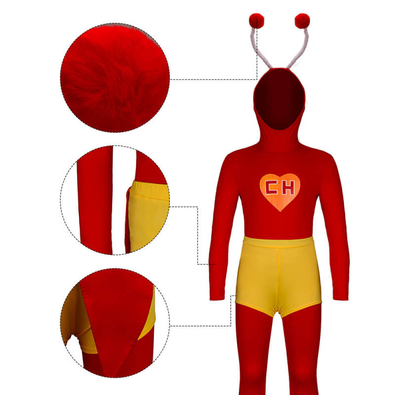 El Chapulín Colorado Kids Cosplay Costume Chespirito The Red Grasshopper Superhero Uniform In Stock-Takerlama