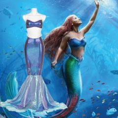 Disney's The Little Mermaid Ariel Blue Costume Dress for Women Girls Takerlama