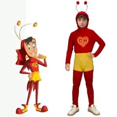 El Chapulín Colorado Kids Cosplay Costume Chespirito The Red Grasshopper Superhero Uniform 130 140 In Stock-Takerlama
