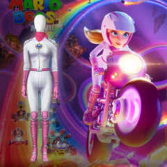 Princess Peach BikeSuit Cosplay Costume Mario Kart 8 The Super Mario Bros. Movie 