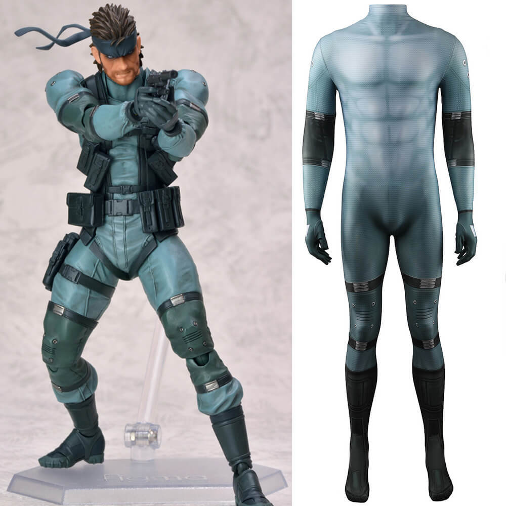 Metal Gear Solid 2 Solid Snake Cosplay Costume Game Jumpsuit
