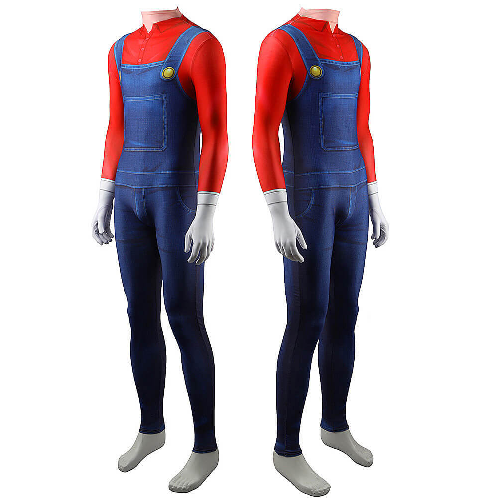 Mario Jumpman Red Costume - Super Mario Brothers Jumpsuit Kids Adult