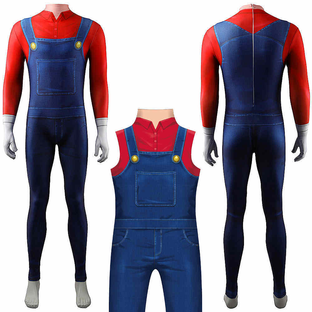 Mario Jumpman Red Costume - Super Mario Brothers Jumpsuit Kids Adult