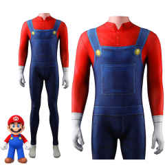 Mario Jumpman Red Costume - Super Mario Brothers Jumpsuit Kids Adult